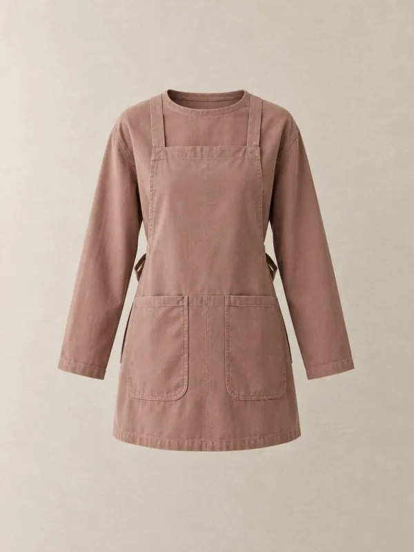 Apron Front Smock in Clay — front view