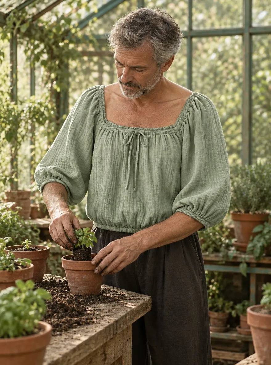 Seedling Smock Top — Worn in the garden