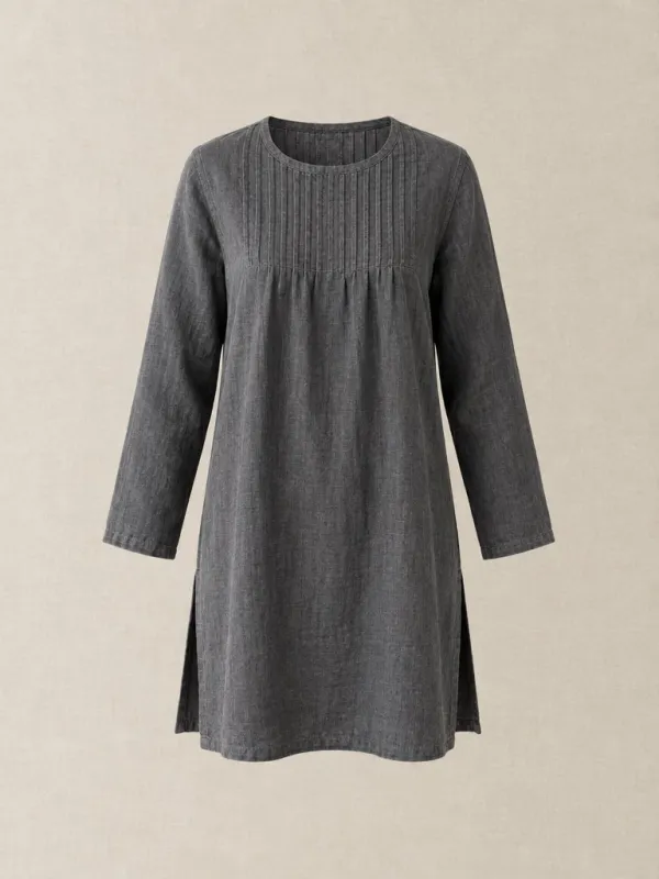 Tuck Tunic Smock in Charcoal — front view