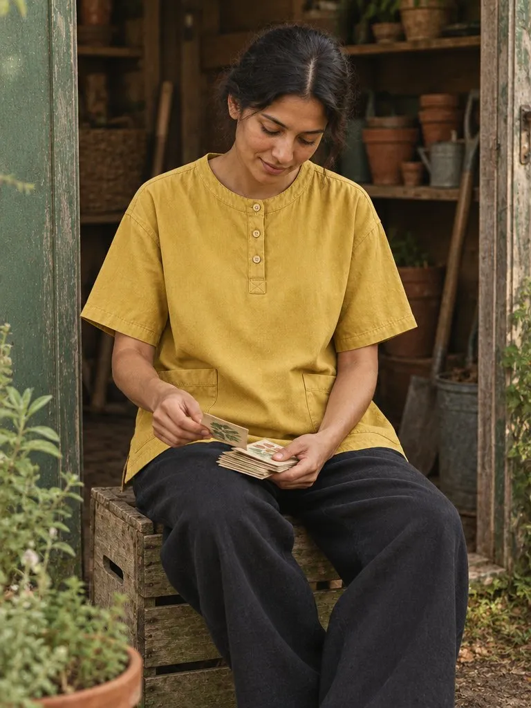 Weekend Short-Sleeve Smock — Worn in the garden