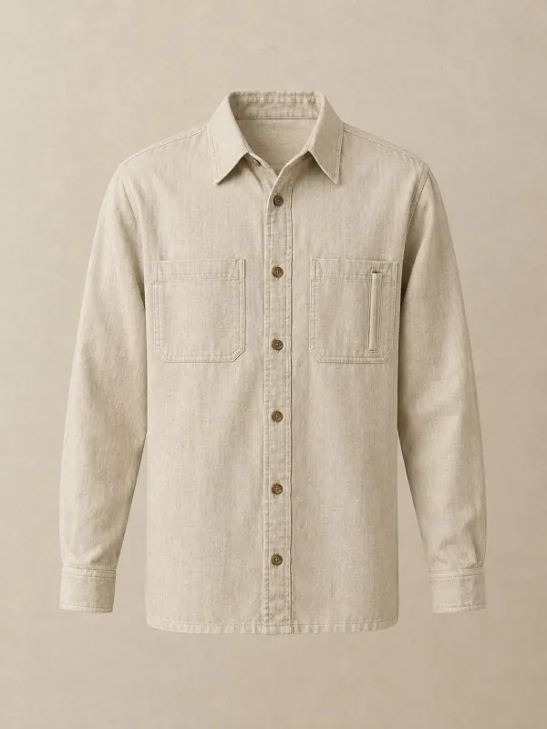 Potting Bench Shirt in Oat — front view