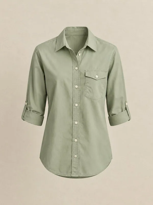 Seed Pocket Shirt in Sage — front view