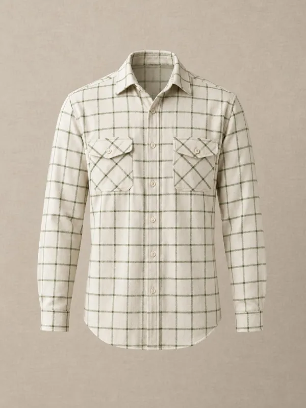 Trellis Check Shirt in Moss Windowpane — front view