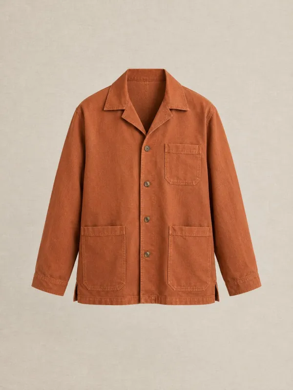 Allotment Overshirt in Terracotta — front view