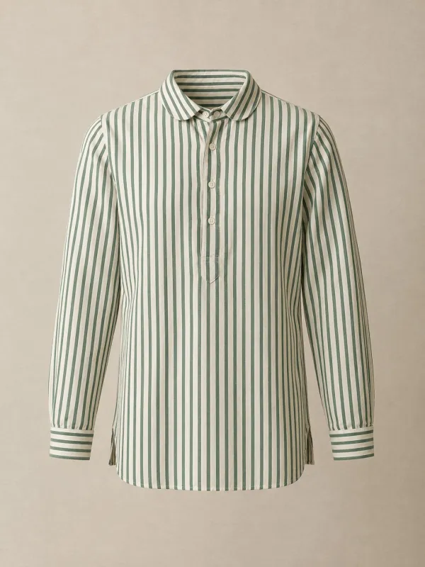 Greenhouse Stripe Shirt in Green Ticking — front view