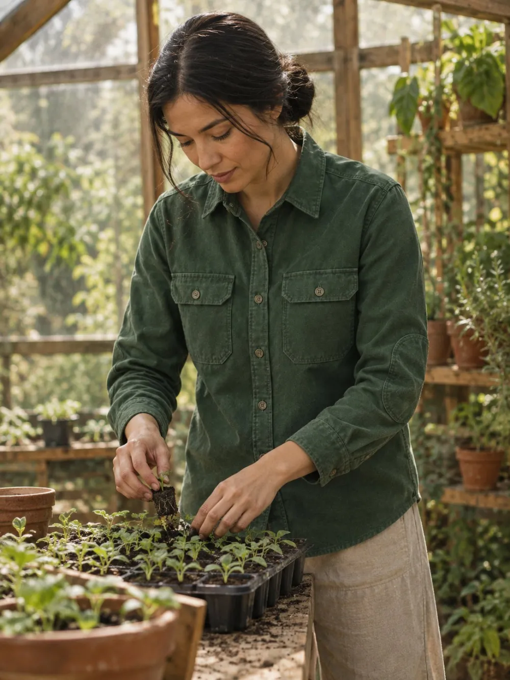 Hedgerow Shirt — Worn in the garden