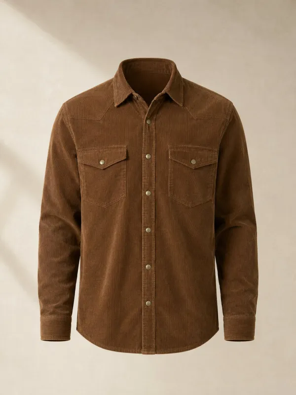 Mulch Cord Shirt in Tobacco — front view