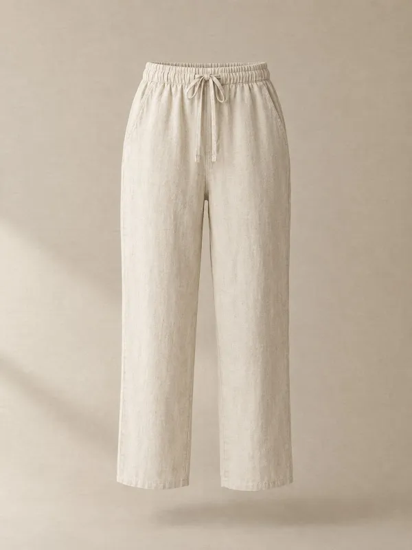 Drawstring Garden Trousers in Natural — front view