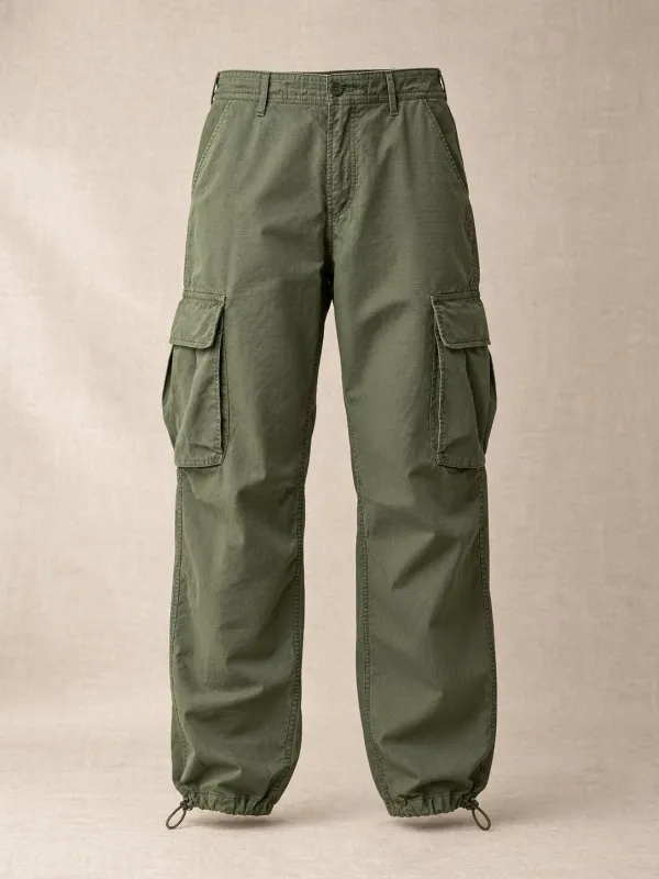 Allotment Cargo Trousers in Moss — front view