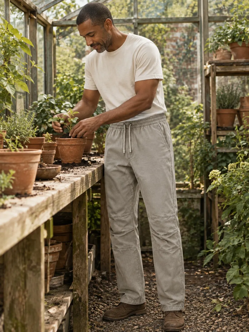 Gusset Trousers — Worn in the garden