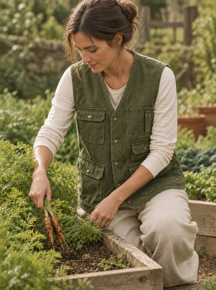 Tool Pocket Vest — Worn in the garden