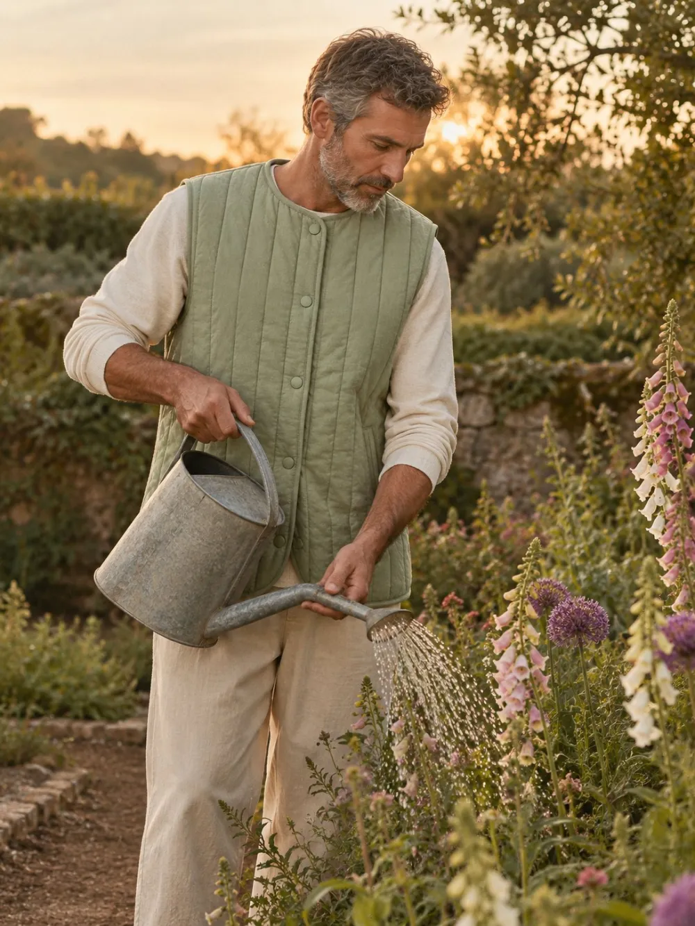 Quilted Gilet — Worn in the garden