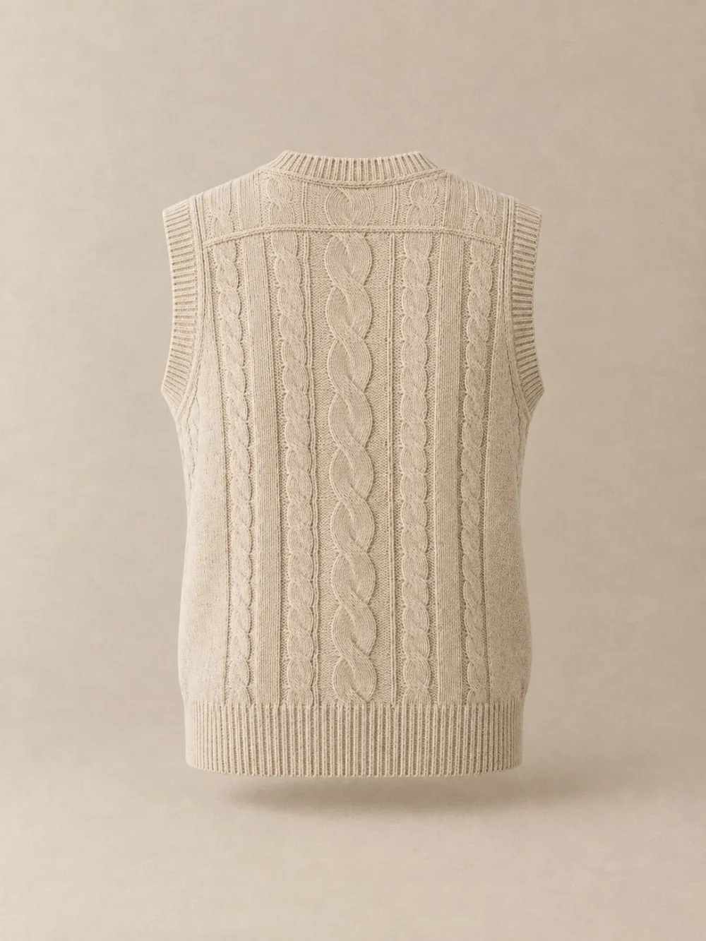Oat Cable Knit Vest — Back view