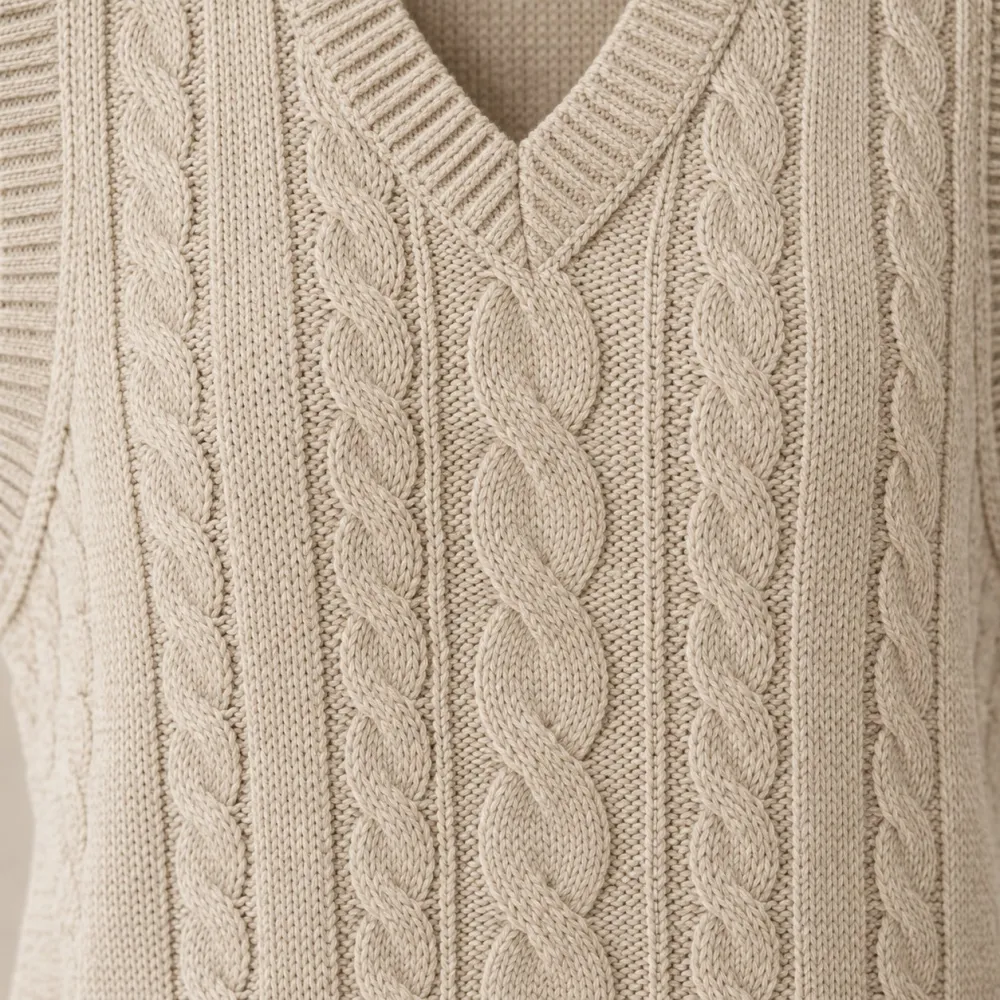 Oat Cable Knit Vest — Detail