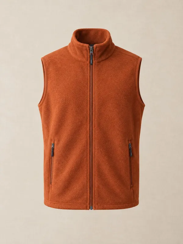 Potting Fleece Vest in Rust — front view