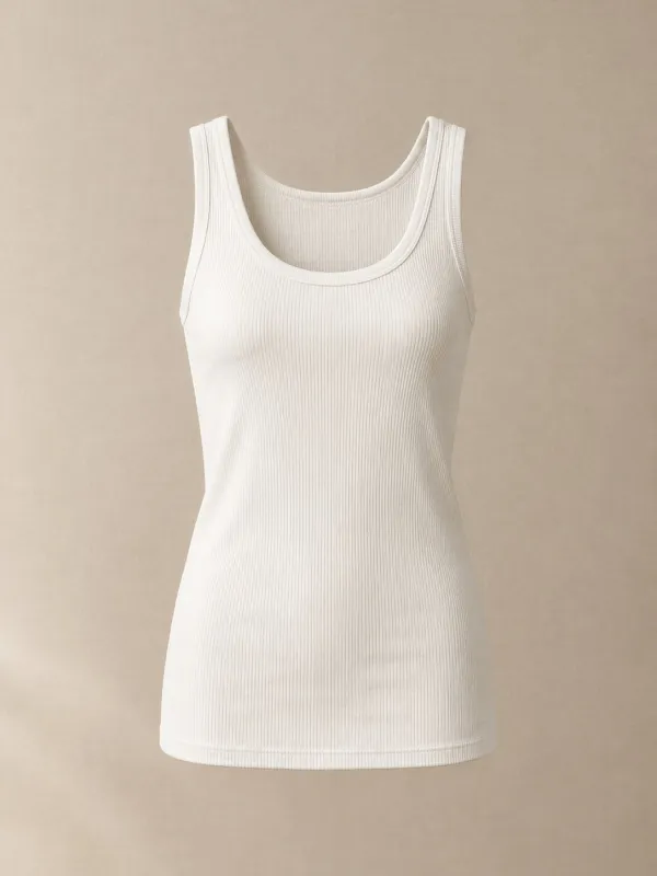 Layering Rib Tank in Cream — front view